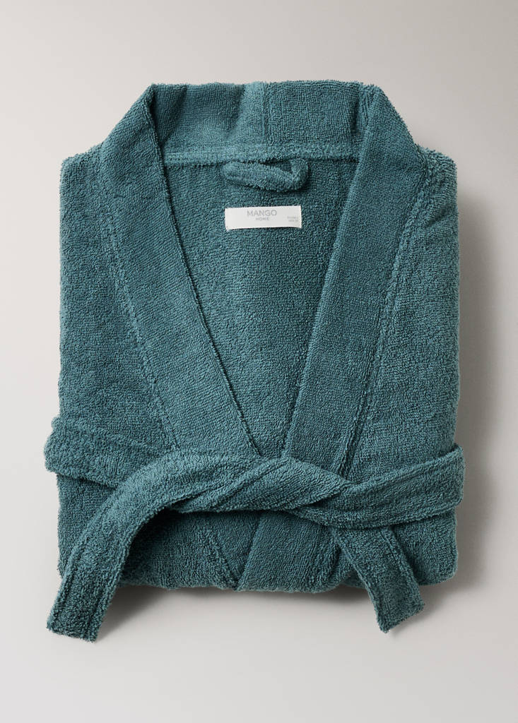 Terry cotton bathrobe — Petrol Blue