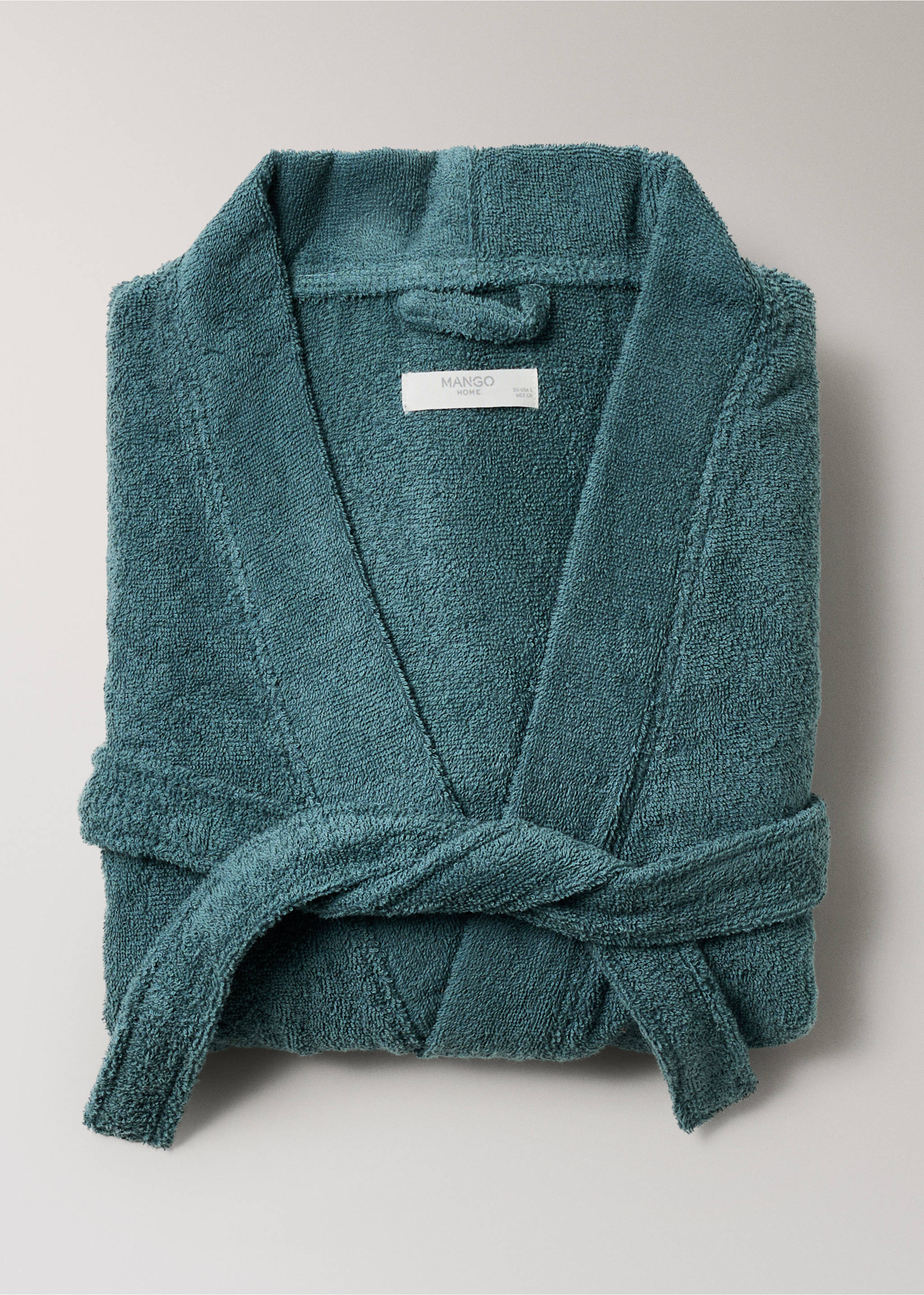 Terry cotton bathrobe - Details of the article 3, Petrol Blue. Ref: 37082930-00.