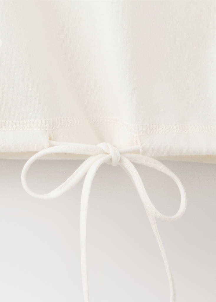 Soft cotton sweatshirt with drawstring detail — Ivory White