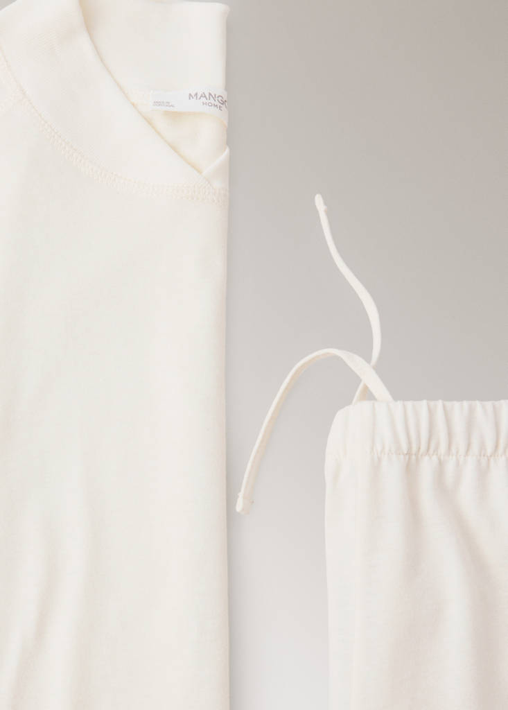 Soft cotton sweatshirt with drawstring detail — Ivory White