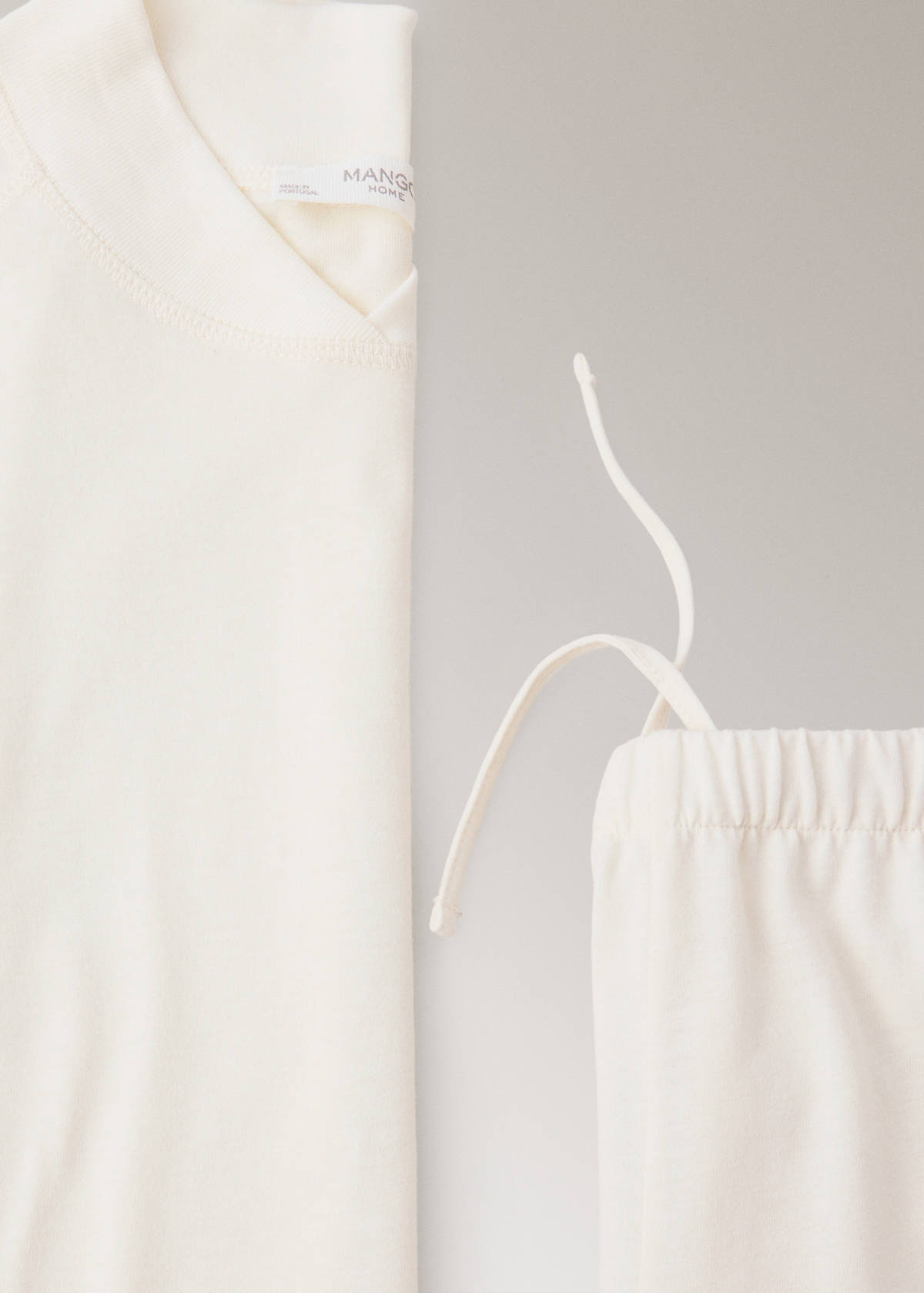 Soft cotton sweatshirt with drawstring detail — Ivory White