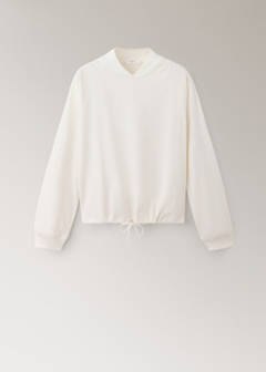 Soft cotton sweatshirt with drawstring detail — Ivory White 5