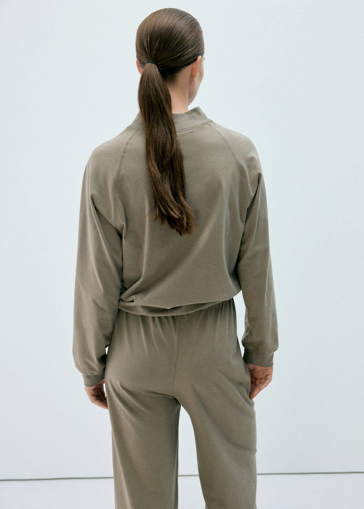 Soft cotton sweatshirt with drawstring detail — Green