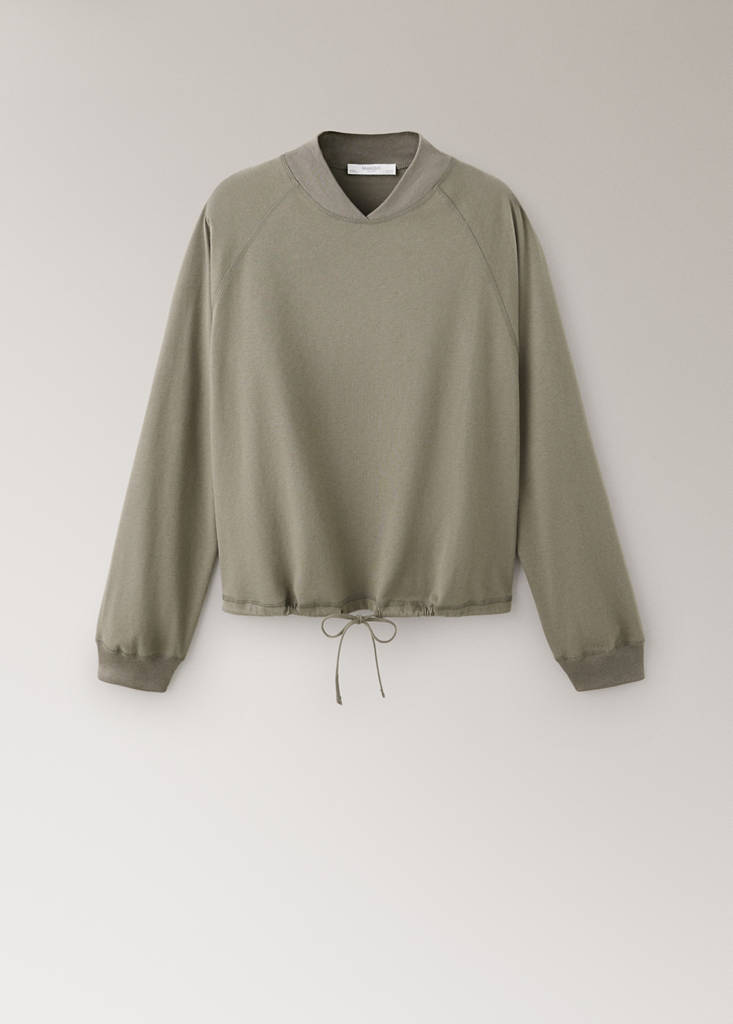 Soft cotton sweatshirt with drawstring detail — Green