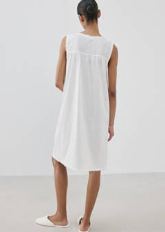 Cotton nightdress with broderie anglaise embroidery — White 3