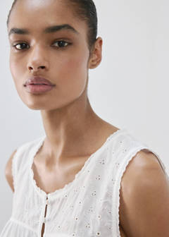 Cotton nightdress with broderie anglaise embroidery — White 4