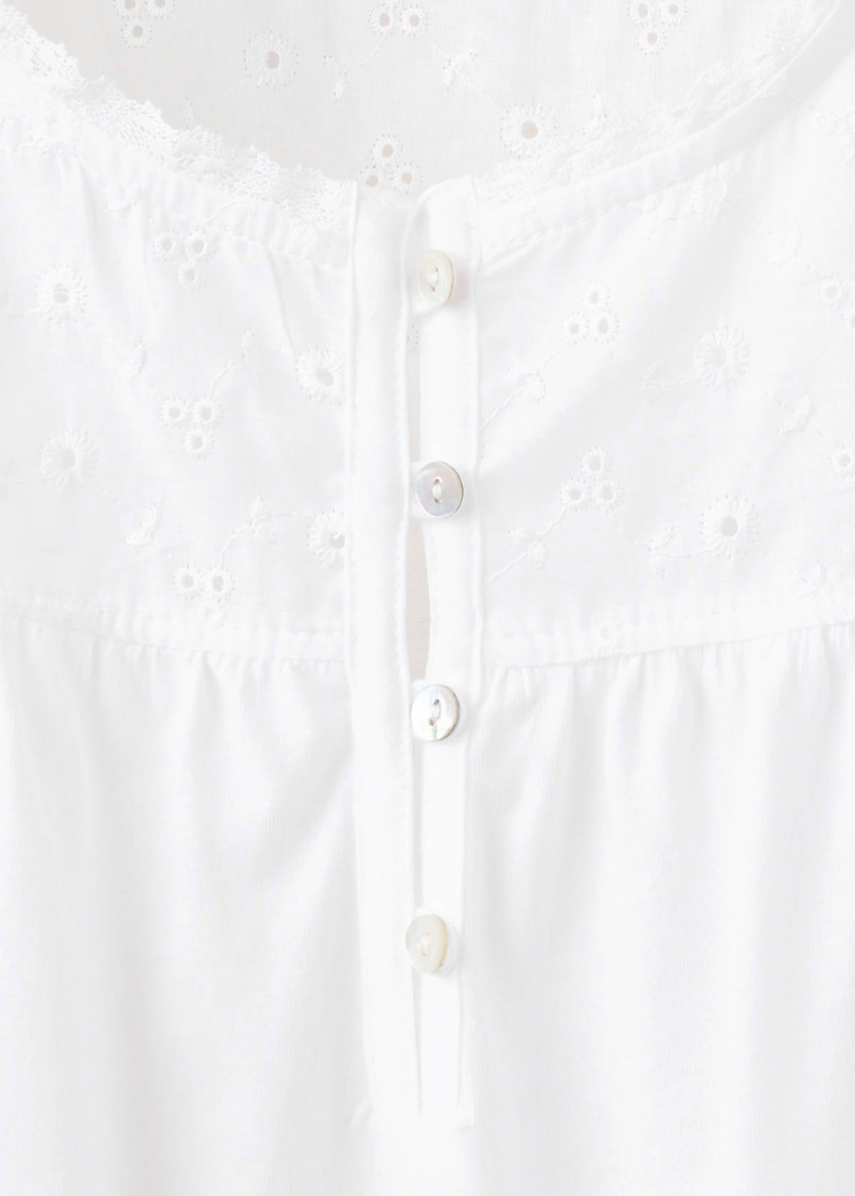 Cotton nightdress with broderie anglaise embroidery — White