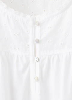 Cotton nightdress with broderie anglaise embroidery — White 6