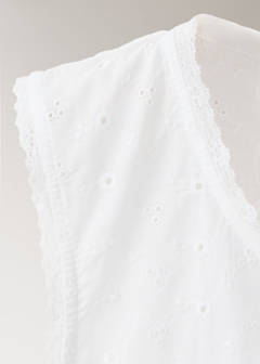 Cotton nightdress with broderie anglaise embroidery — White 7