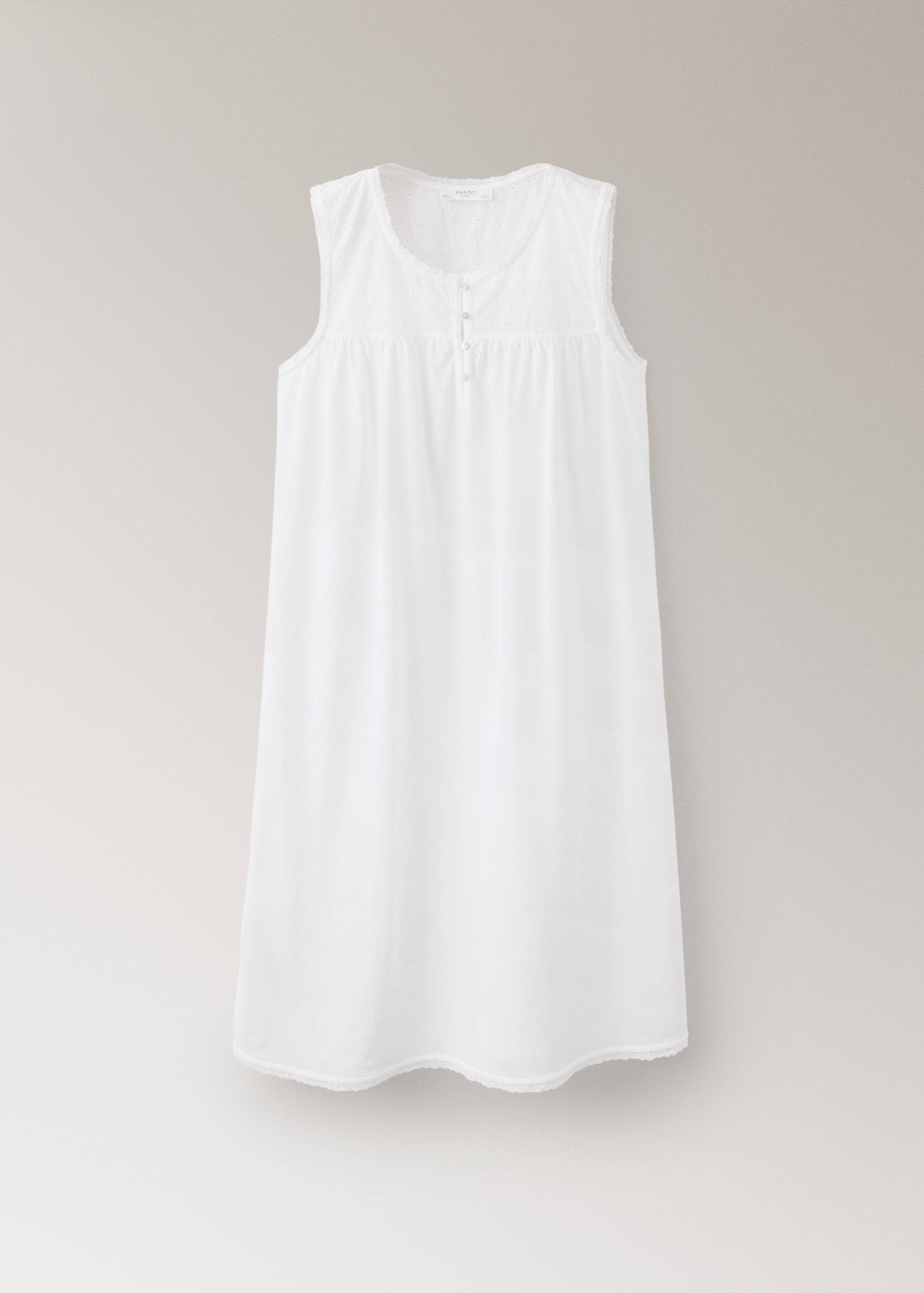 Cotton nightdress with broderie anglaise embroidery - Article without model