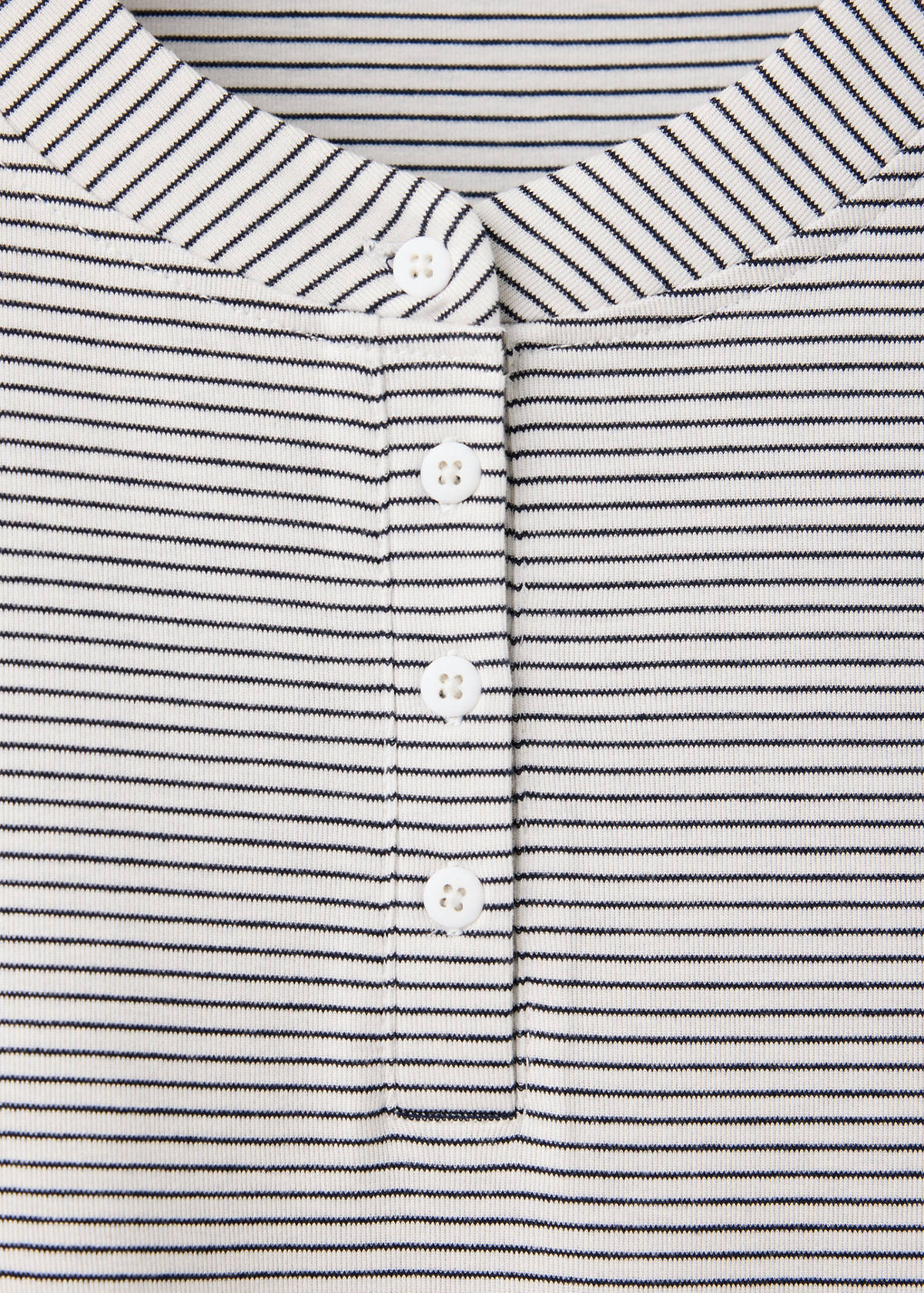 Striped pyjama T-shirt with button detail — Ivory White