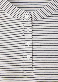Striped pyjama T-shirt with button detail — Ivory White 7