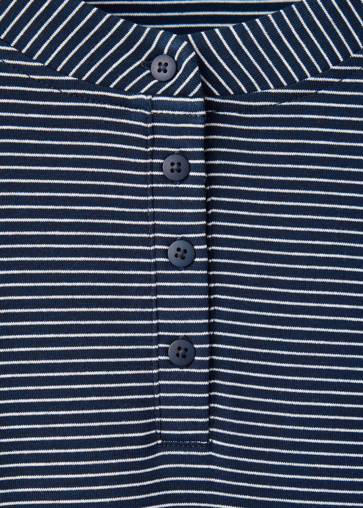 Striped pyjama T-shirt with button detail — Navy