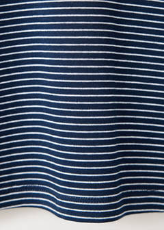 Striped pyjama T-shirt with button detail — Navy 7