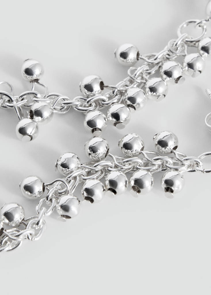 Long beaded earrings — Silver
