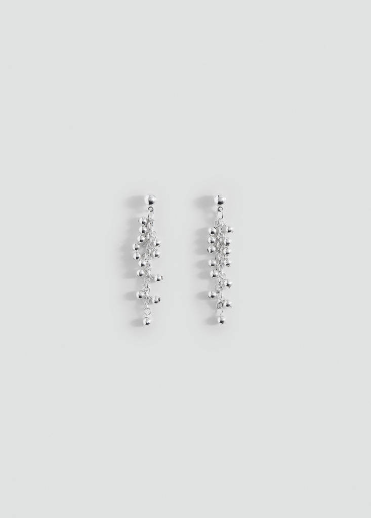Long beaded earrings — Silver