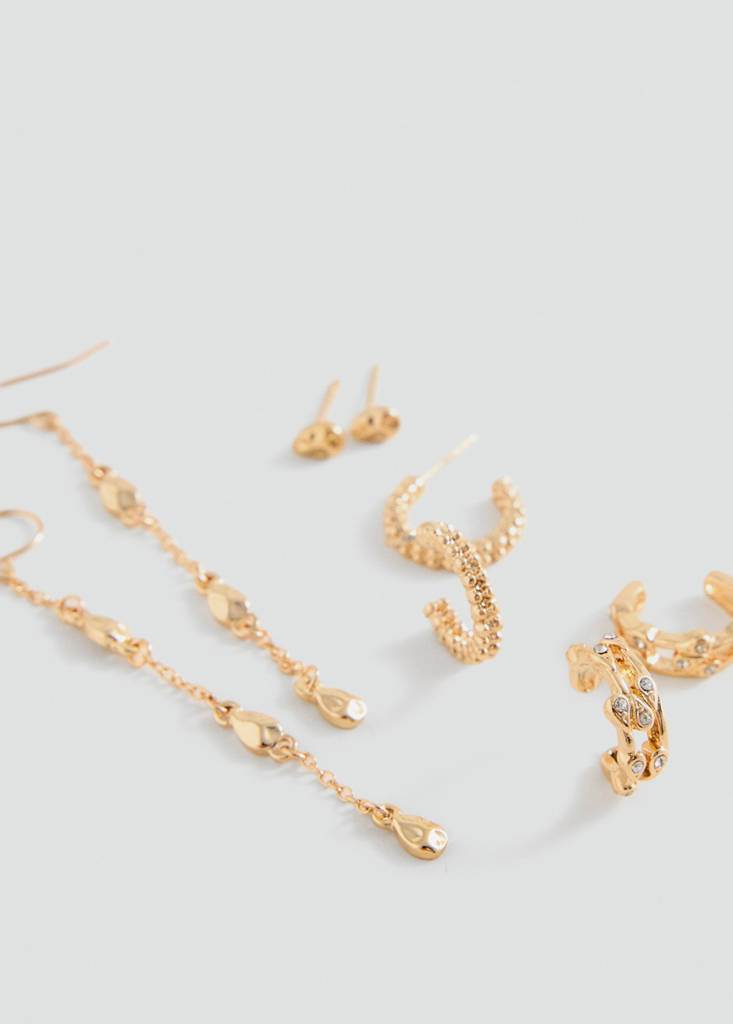 Pack of 4 combined earrings — Gold