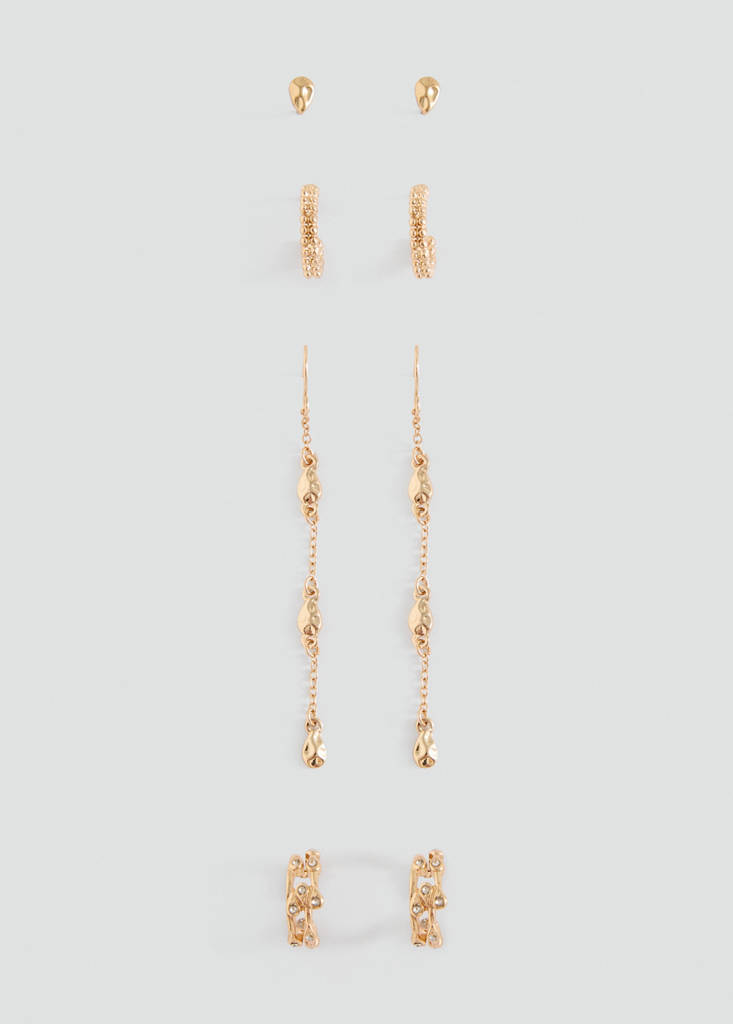 Pack of 4 combined earrings — Gold
