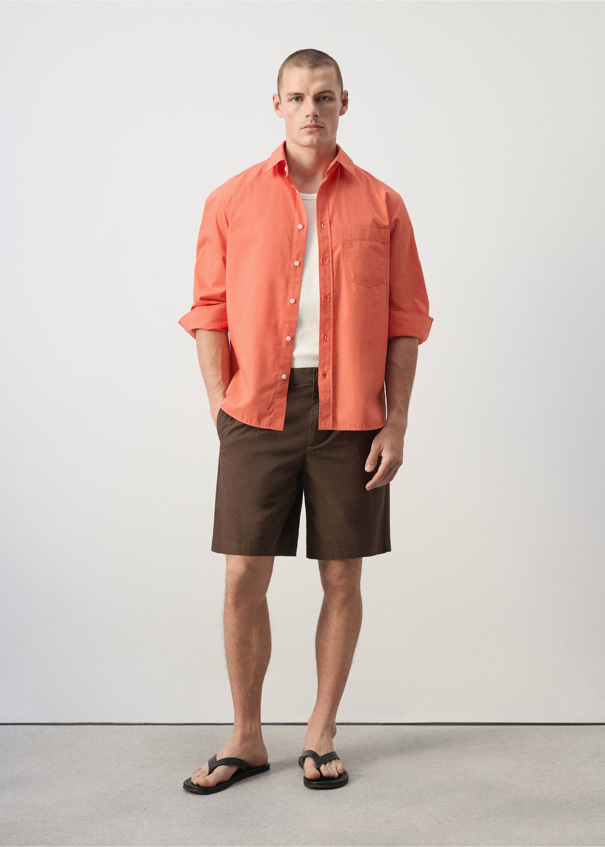 Camisa relaxed fit 100% algodón - Plano general, Amarillo pastel. Ref: 37082949-00.