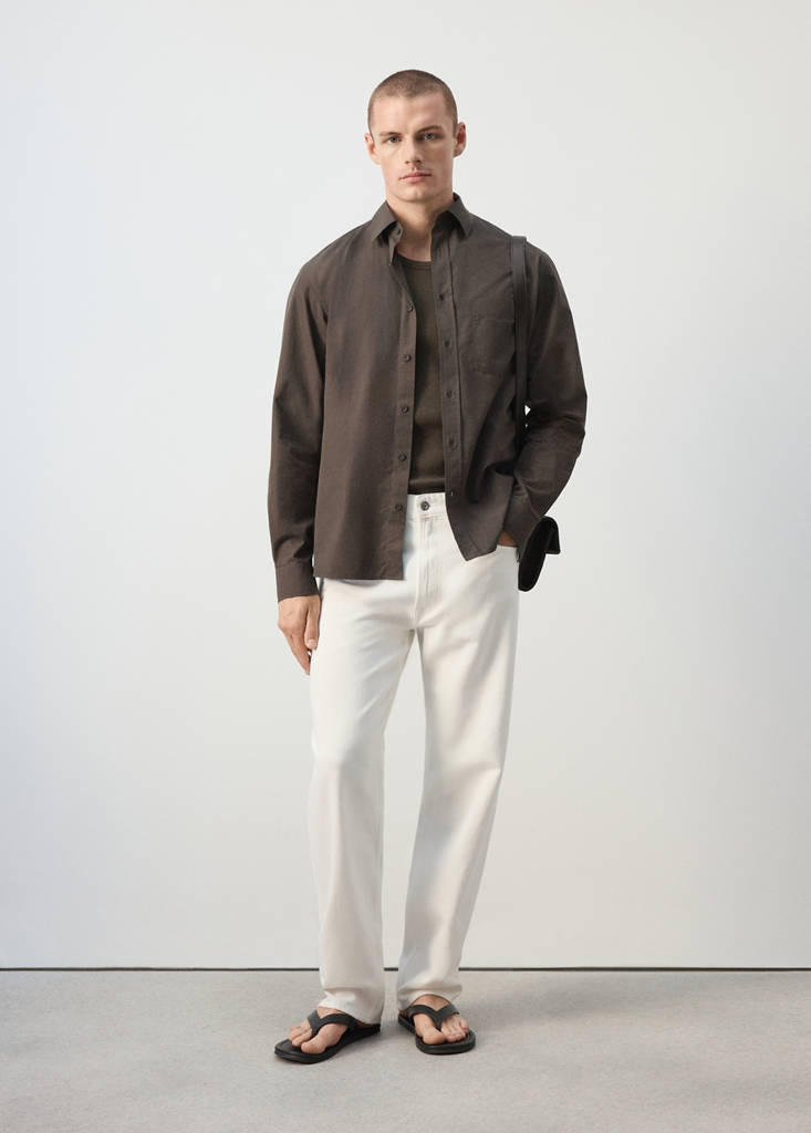 Relaxed fit shirt 100% cotton — Chocolate