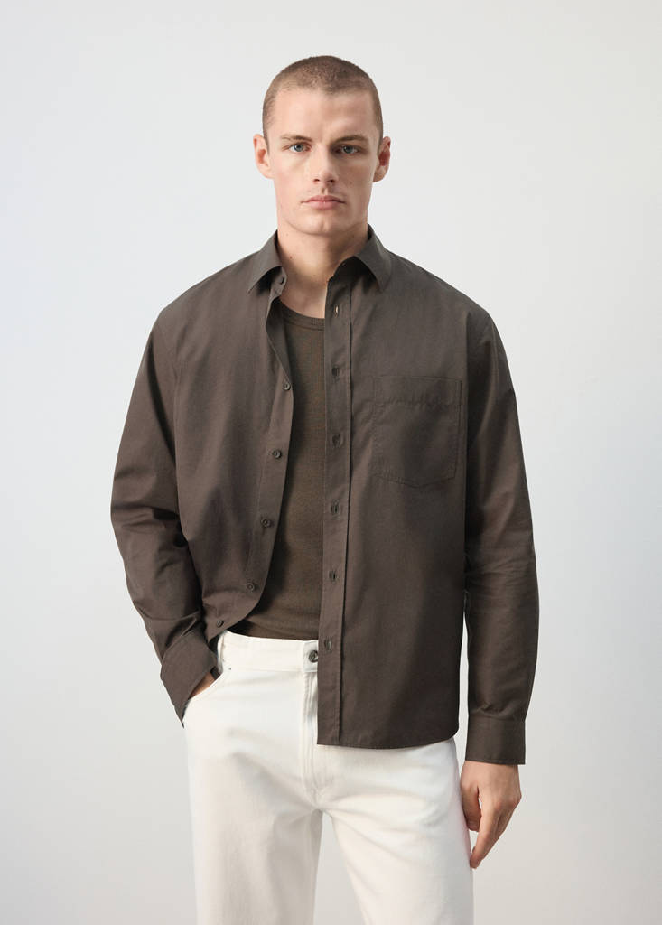 Relaxed fit shirt 100% cotton — Chocolate