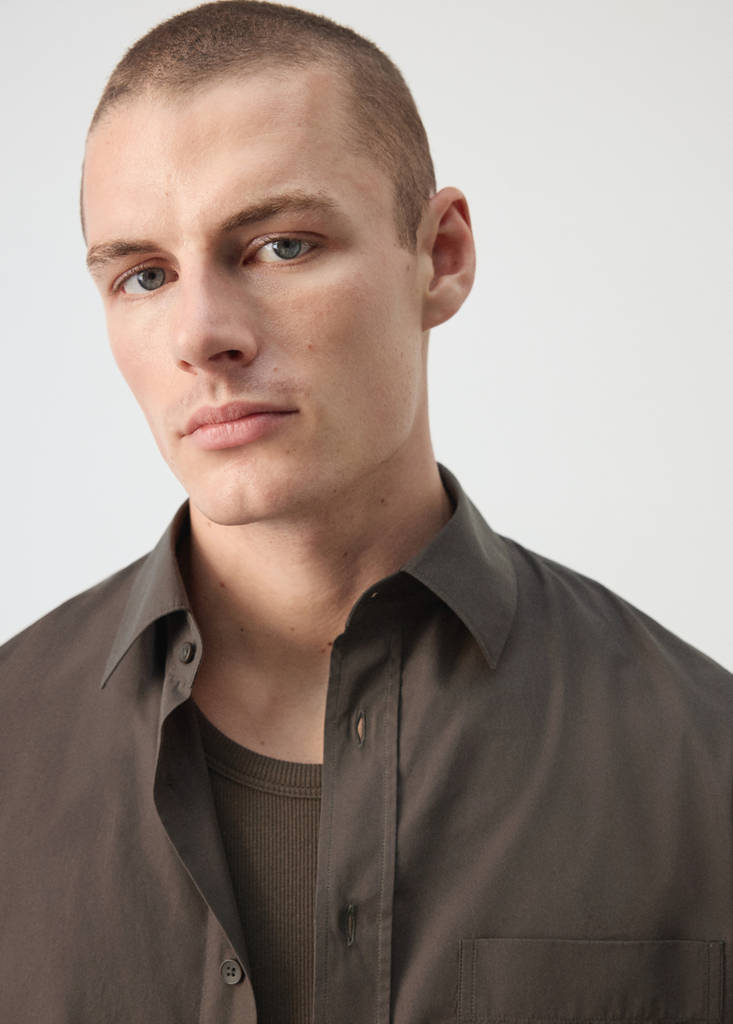 Relaxed fit shirt 100% cotton — Chocolate