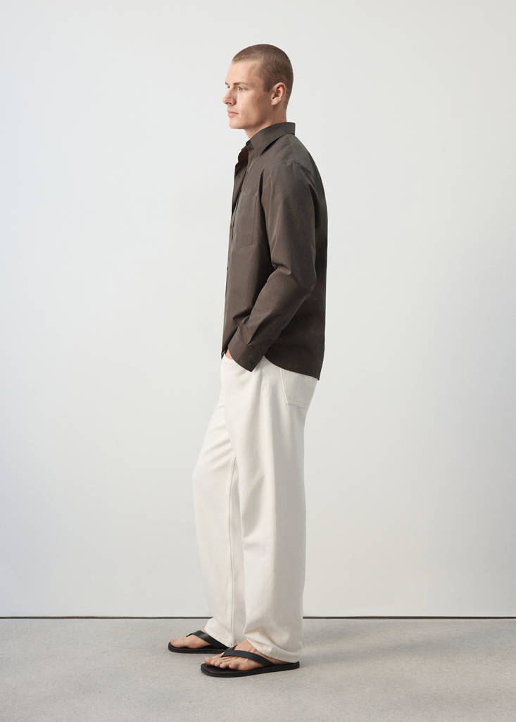 Relaxed fit shirt 100% cotton — Chocolate