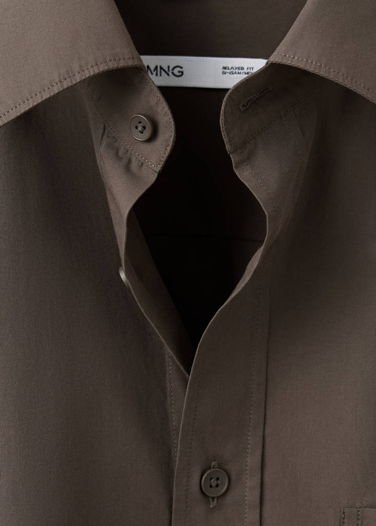 Relaxed fit shirt 100% cotton — Chocolate