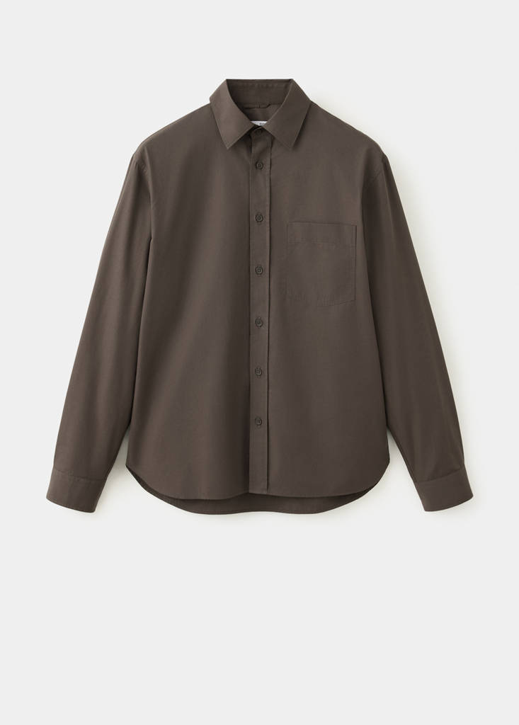 Relaxed fit shirt 100% cotton — Chocolate