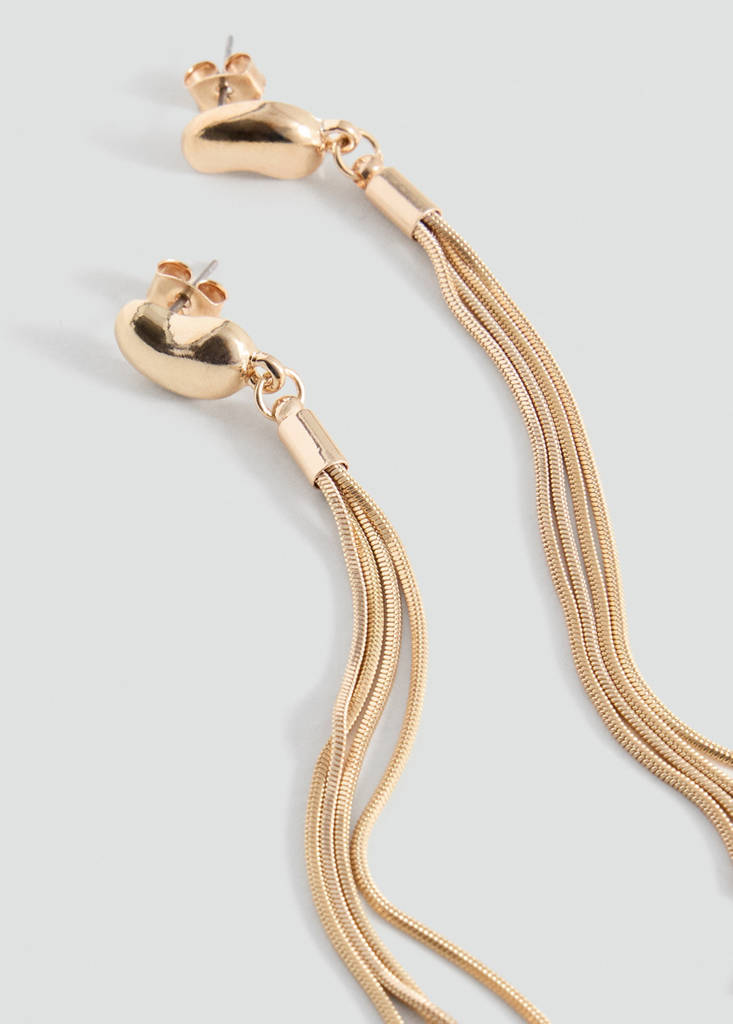 Long cascade-effect earrings — Gold