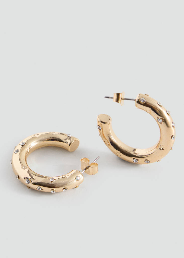Hoop earrings with crystal details — Gold