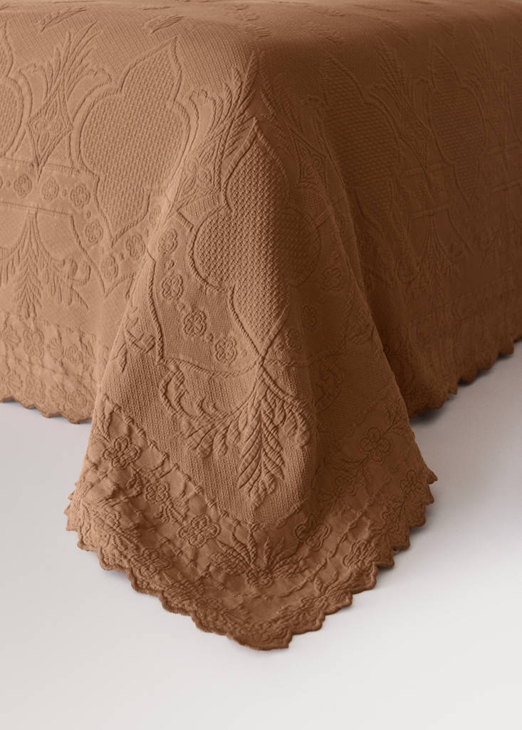 Tagesdecke 100% Baumwolle garment dyed Bett 130/140/150 cm — Karamell
