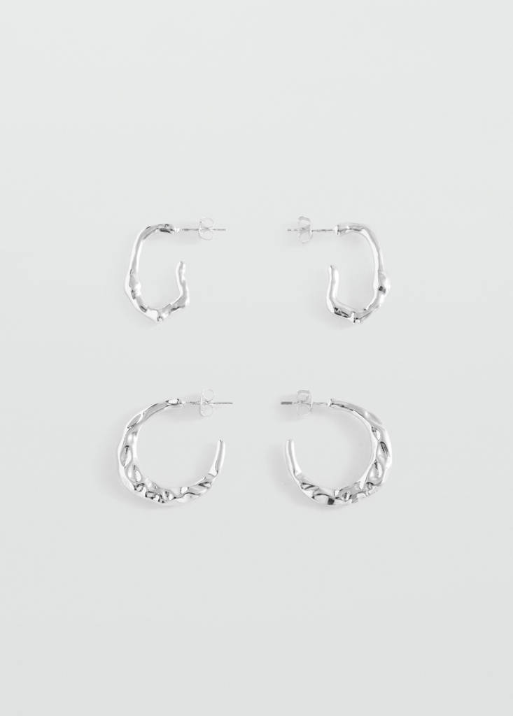 Pack of 2 textured earrings — Silver
