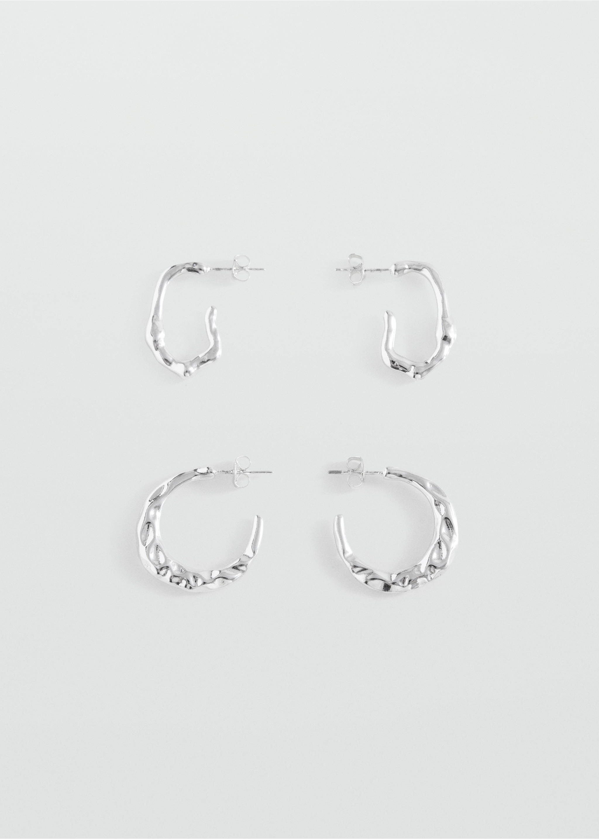 Pack of 2 textured earrings - Article without model, Silver. Ref: 37082957-00.