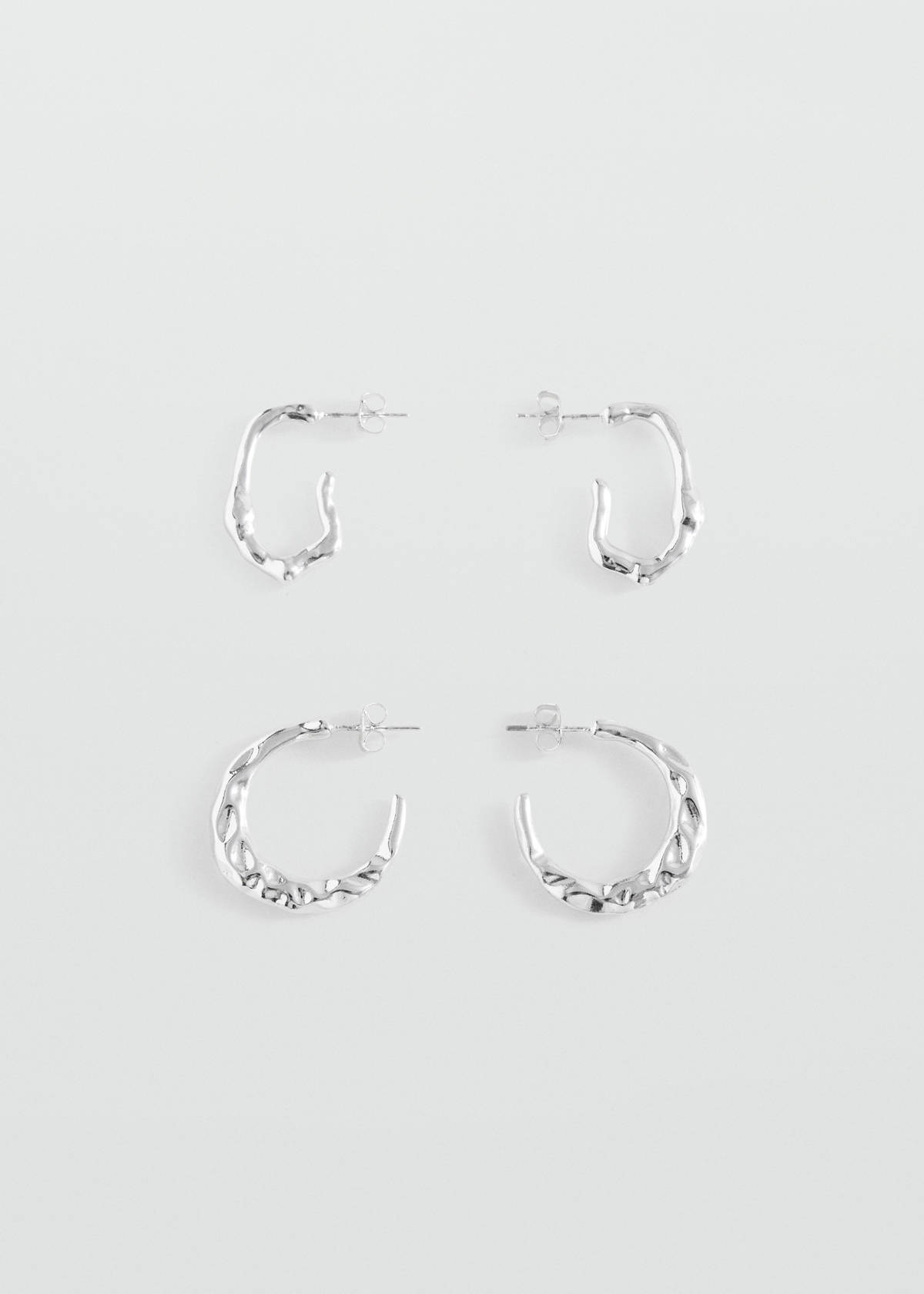Pack of 2 textured earrings — Silver
