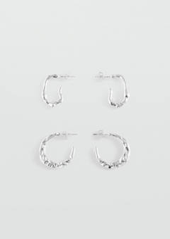 Pack of 2 textured earrings — Silver 1