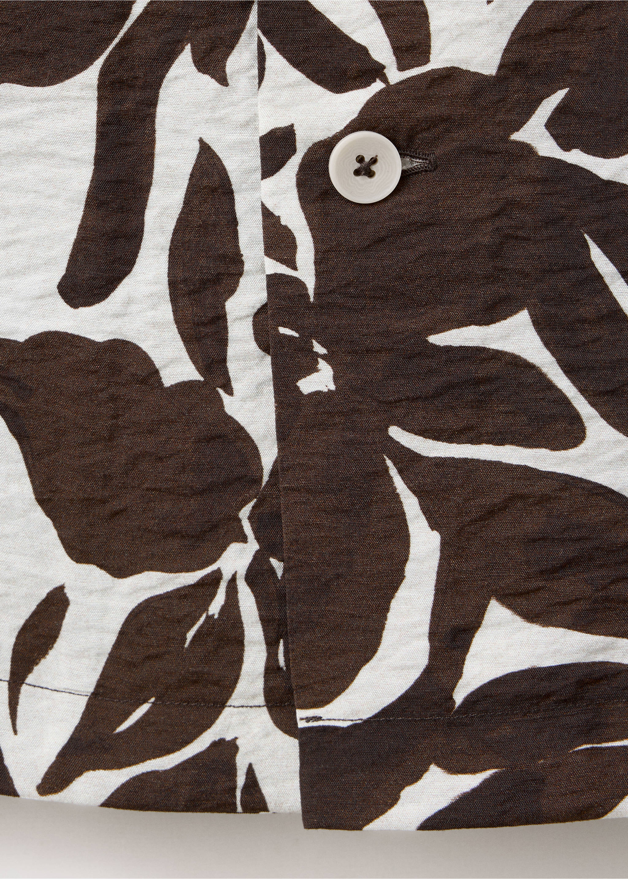 Camisa algodón estampada cuello bowling - Detalle del artículo 0, Marrón. Ref: 37082958-00.