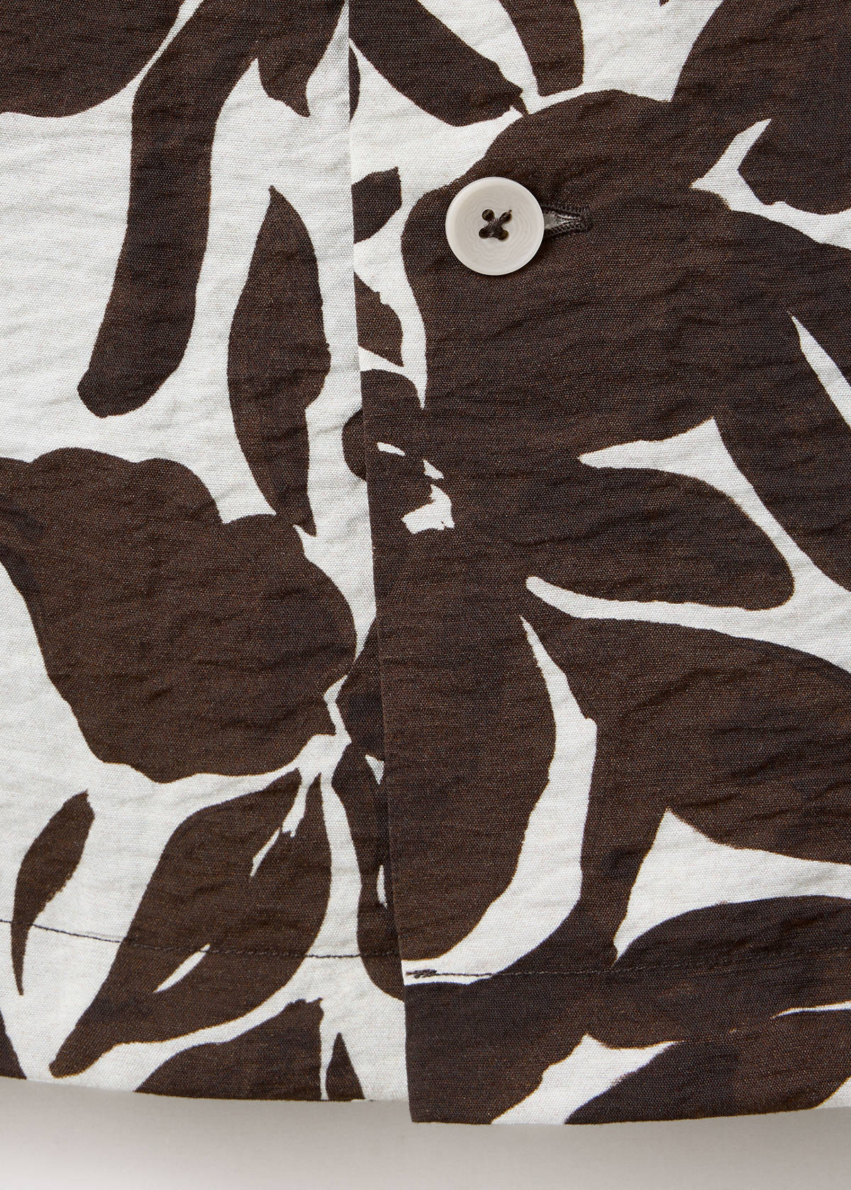 Printed cotton shirt with a bowling collar — Brown