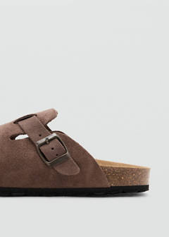 Leather clogs with buckle — Medium Brown 3