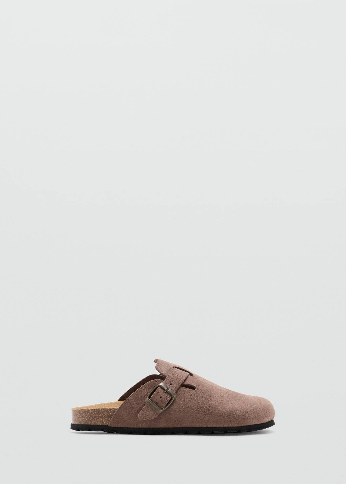Leather clogs with buckle — Medium Brown
