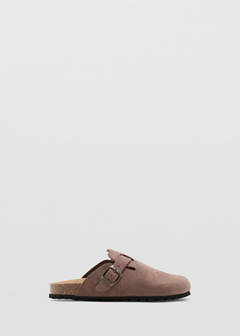 Leather clogs with buckle — Medium Brown 1