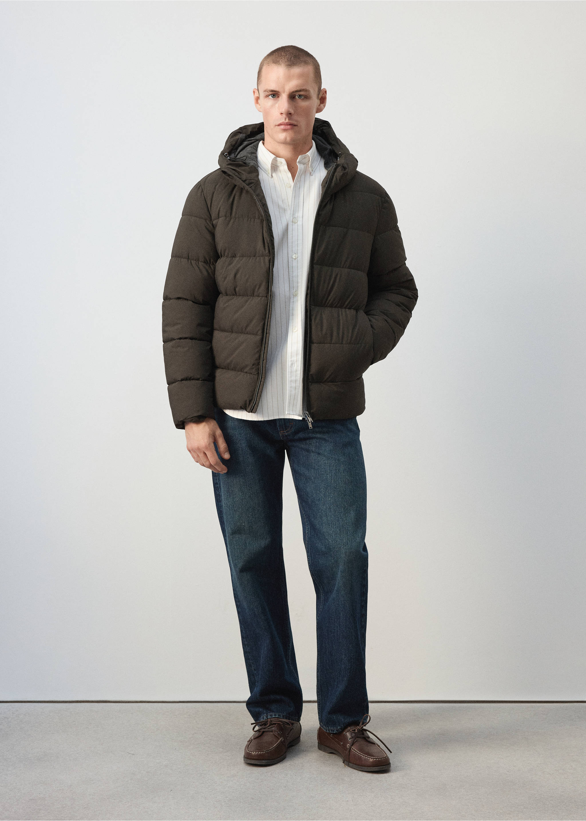Anorak corto acolchado water repellent - Plano general, Marrón. Ref: 37083273-00.