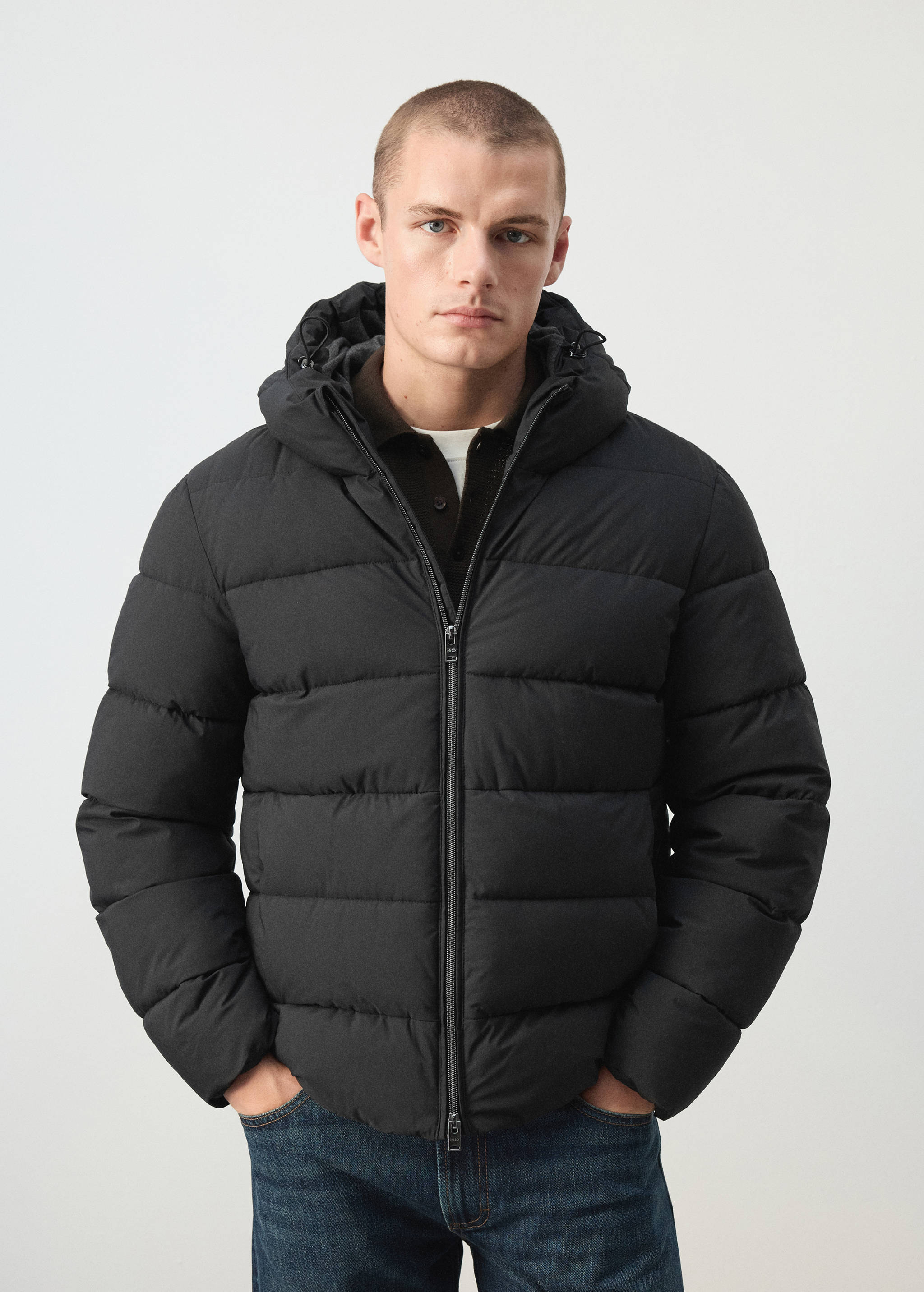 Short water-repellent puffer jacket - Medium plane