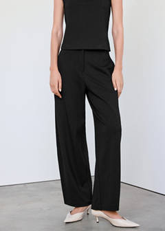 Straight mid-rise trousers — Black 1