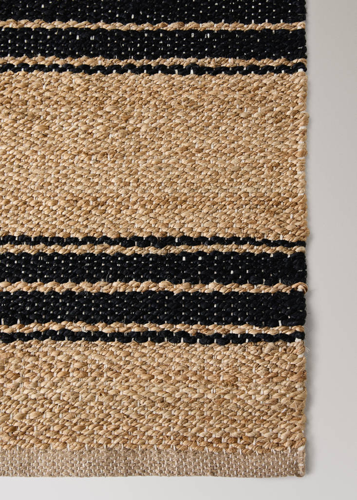 Small striped 100% jute doormat — Beige