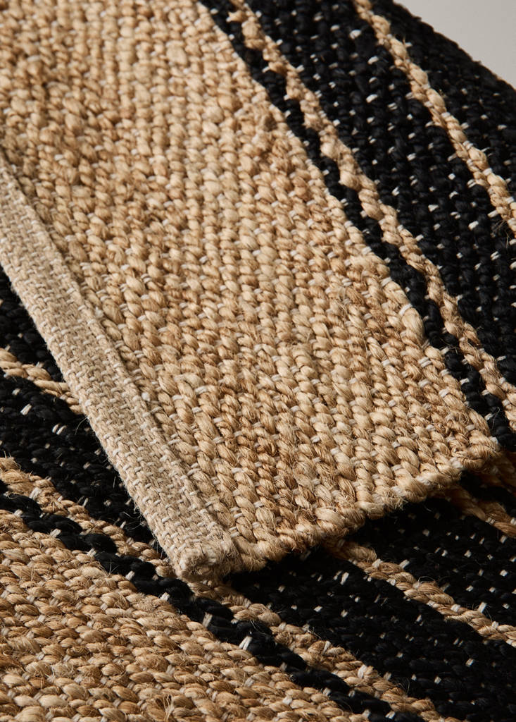 Small striped 100% jute doormat — Beige