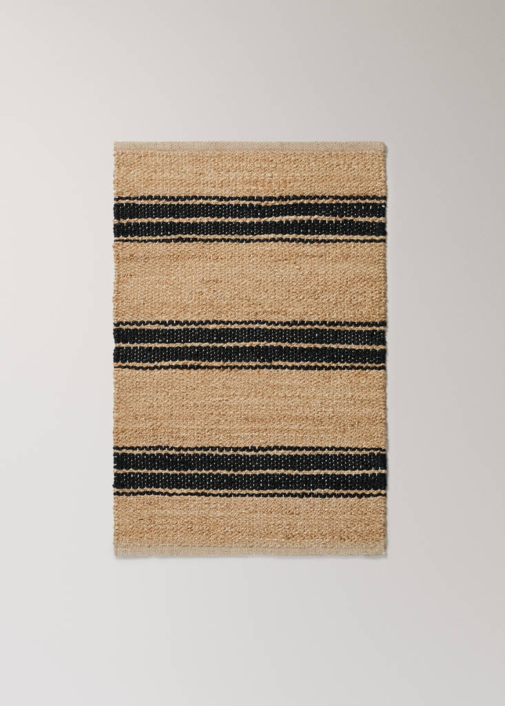 Small striped 100% jute doormat — Beige