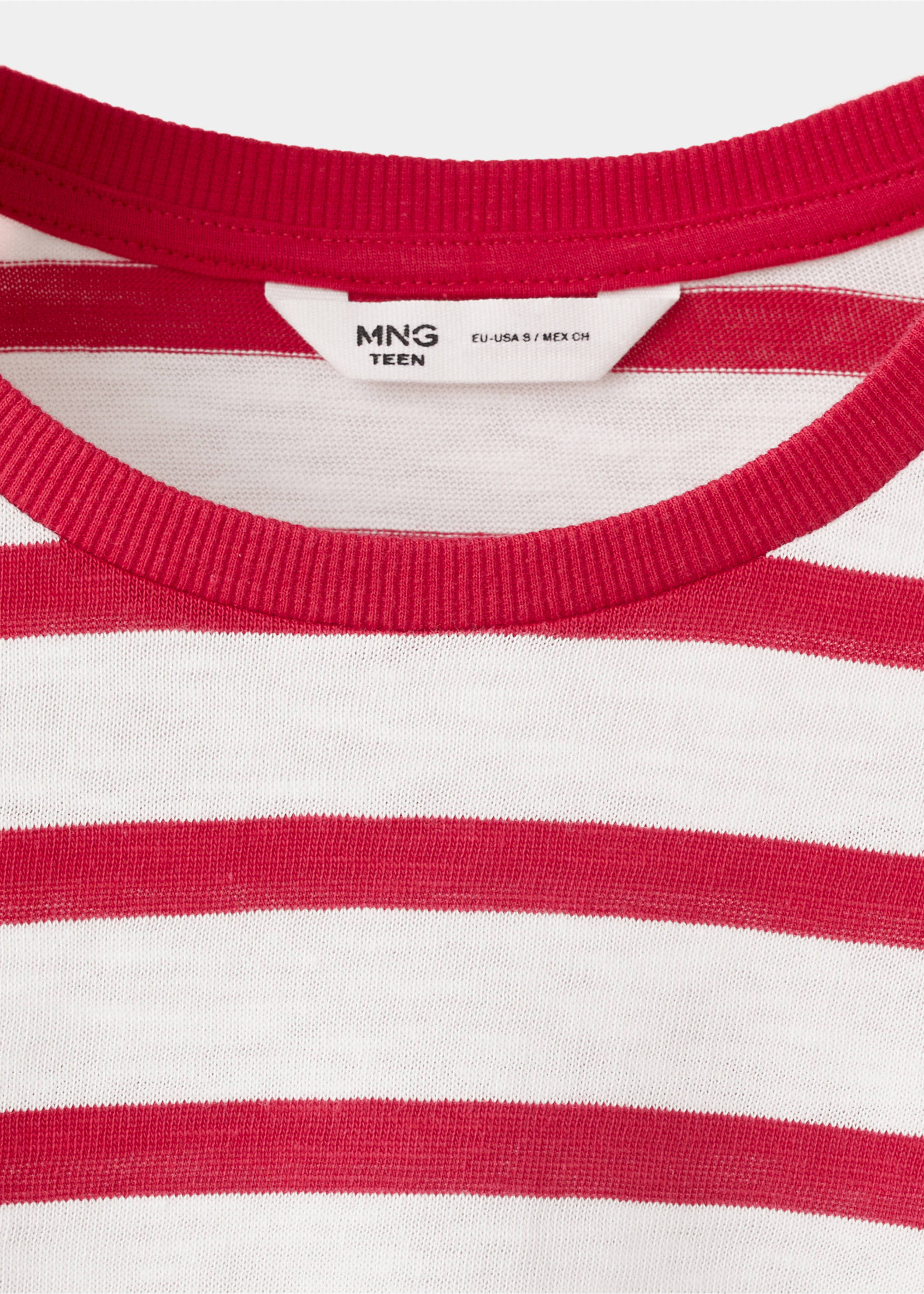 T-shirt 100 % coton rayures - Détail de l'article 8, Rouge. Ref: 37083279-00.