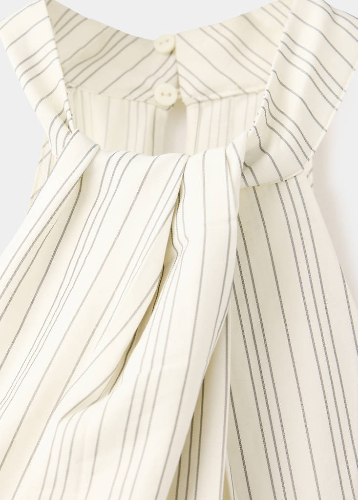 Striped halter-neck jumpsuit — Ecru