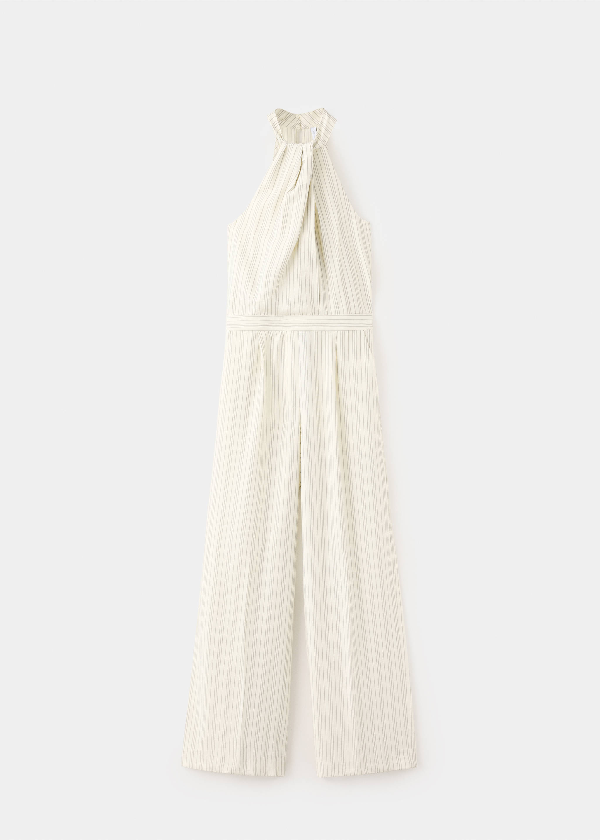 Striped halter jumpsuit - Article without model, Ecru. Ref: 37083280-00.